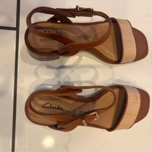 SOLD!! Clarks Women's Sandals in Brown and Cream